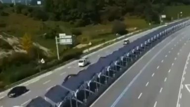 In South Korea, the solar panels in the middle of the highway have a bicycle path underneath..cyclists are protected from the sun, isolated from traffic, and the country can produce clean