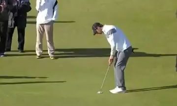 Michael Phelps with the longest televised putt ever at 160 feet. Yes. Michael Phelps.